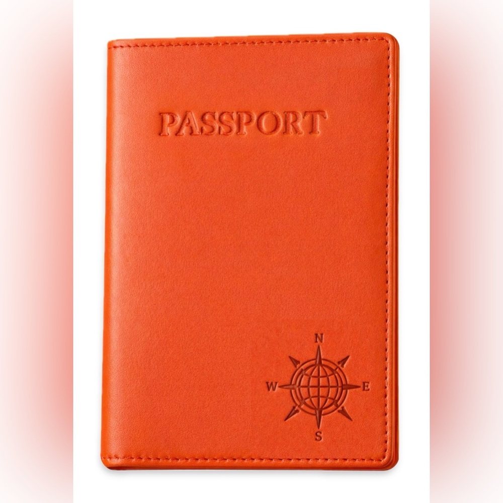 NEW Embossed Nappa Leather Passport Cover - Orange